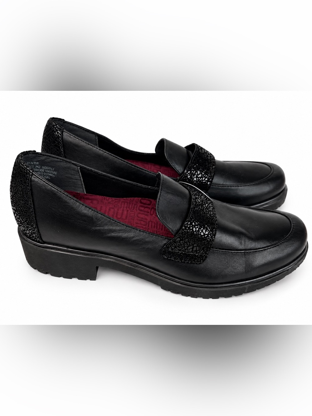 NWOT Munro Geena Black Leather Loafers Lug Sole Shoes 7.5M - Picture 5 of 9